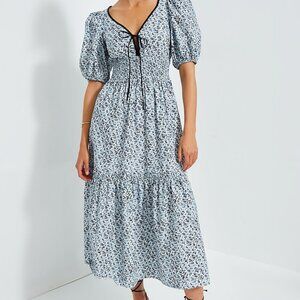 NWT GANNI  Glacier Lake Printed Cotton Long Smock Dress Size 40